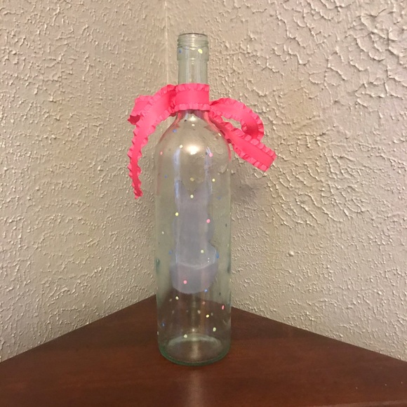 Purple Glitter Bunny Hand Painted Wine Bottle - Picture 5 of 7